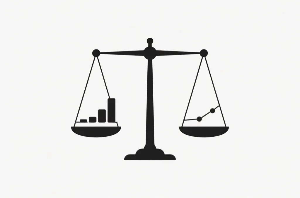 象征数学概率平衡与独立随机事件的天平简图